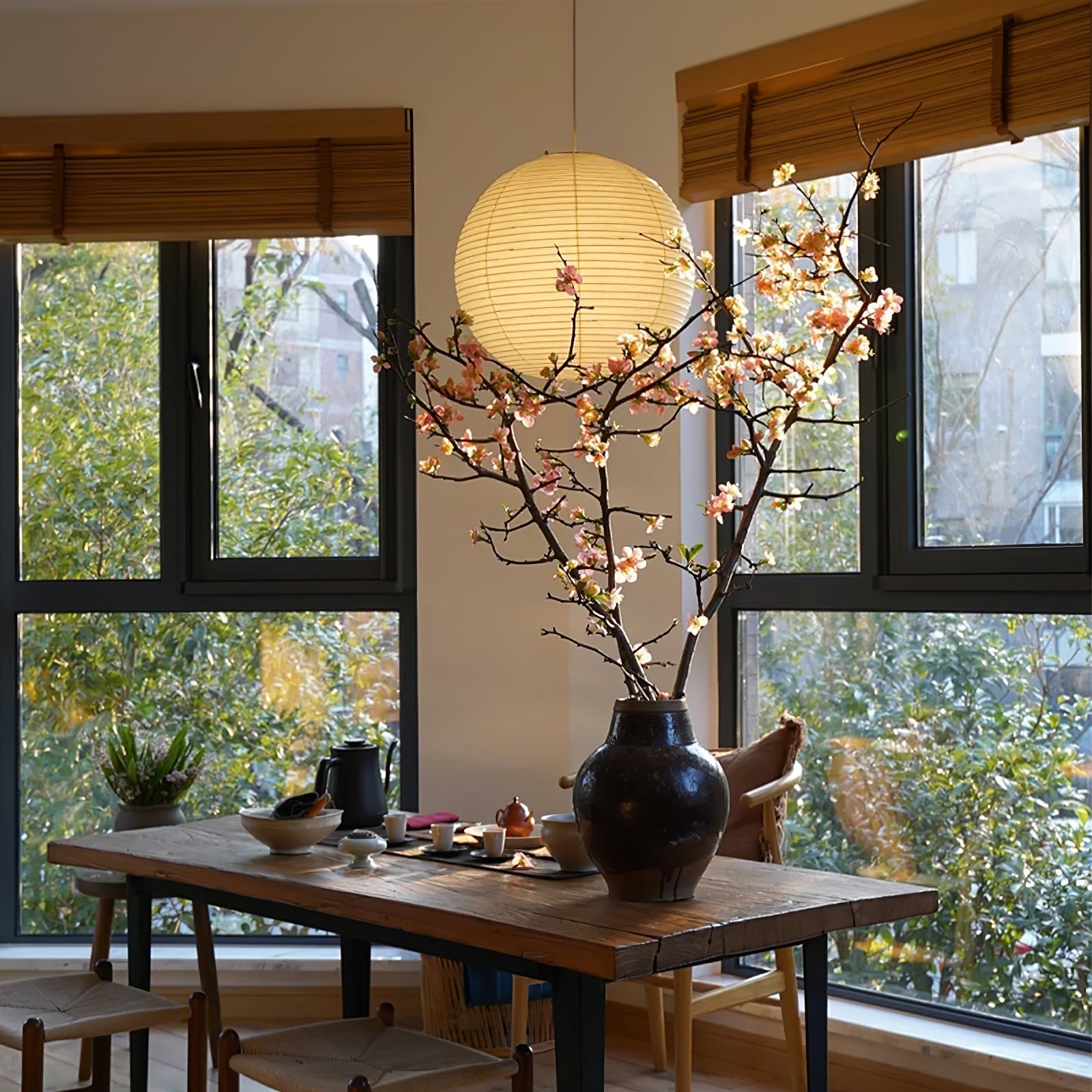 Japanese Washi Paper Globe Pendant Light 1-Light