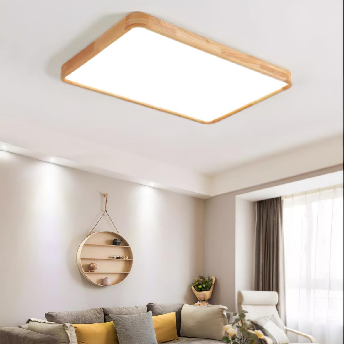 Modern Nordic Round Wooden LED Flush Mount Ceiling 1-Light