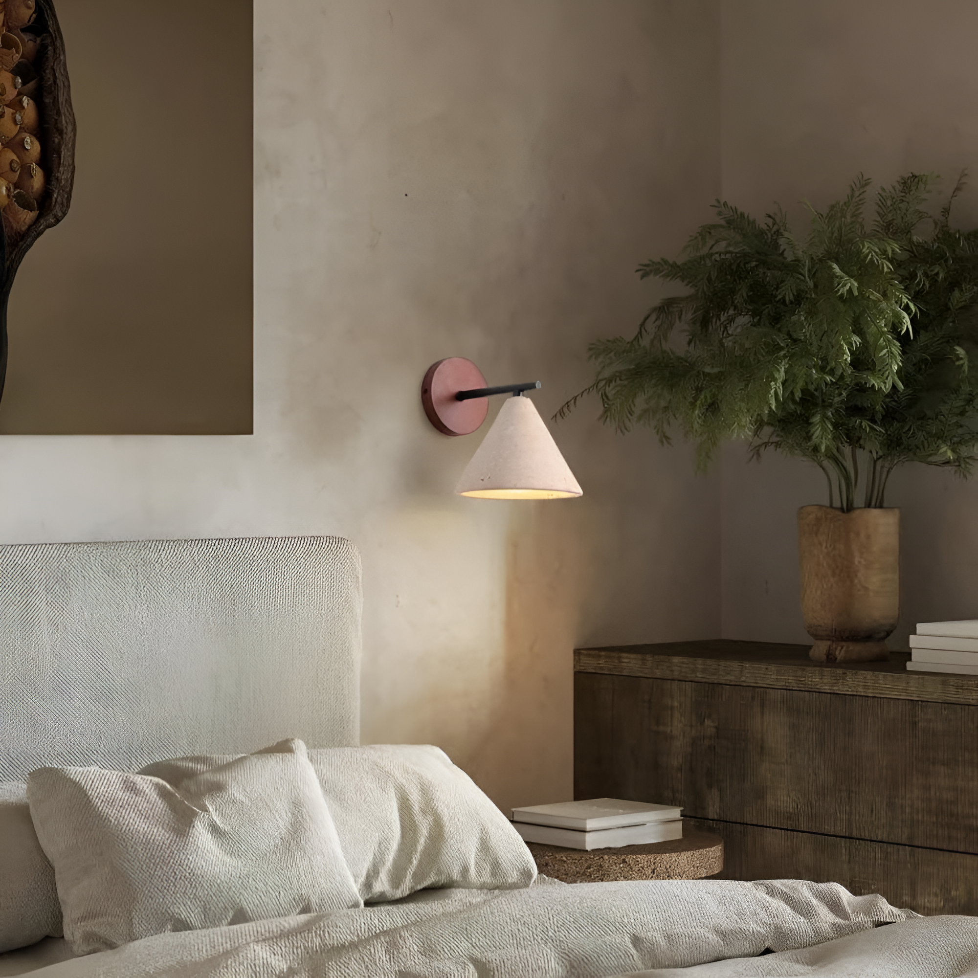 Modern Travertine Cone Wall Sconce LED 1-Light