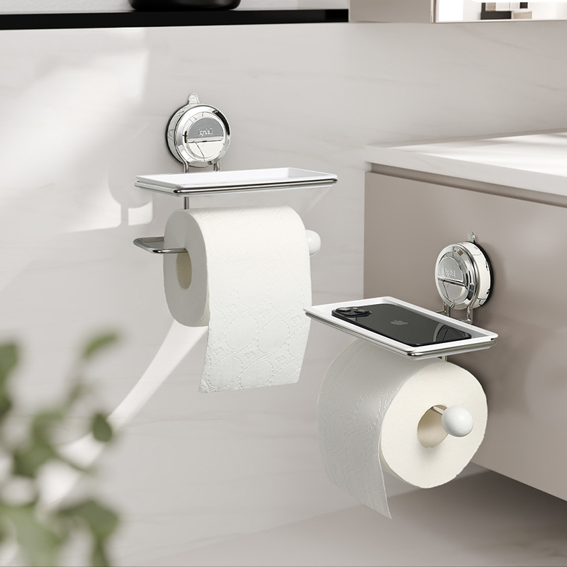 No-Drill Suction Stainless Steel Toilet Paper Holder – Rustproof & Easy to Install