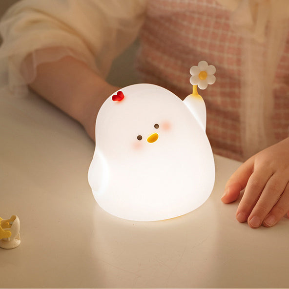 Cute Chicken Night Light LED Squishy Silicone Tap Lamp Best Gift for Baby & Girl