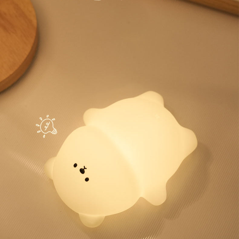 Dikke Beer Nachtlamp 8 kleuren LED Squishy Siliconen Tap Lamp Beste Cadeau voor Baby & Meisje
