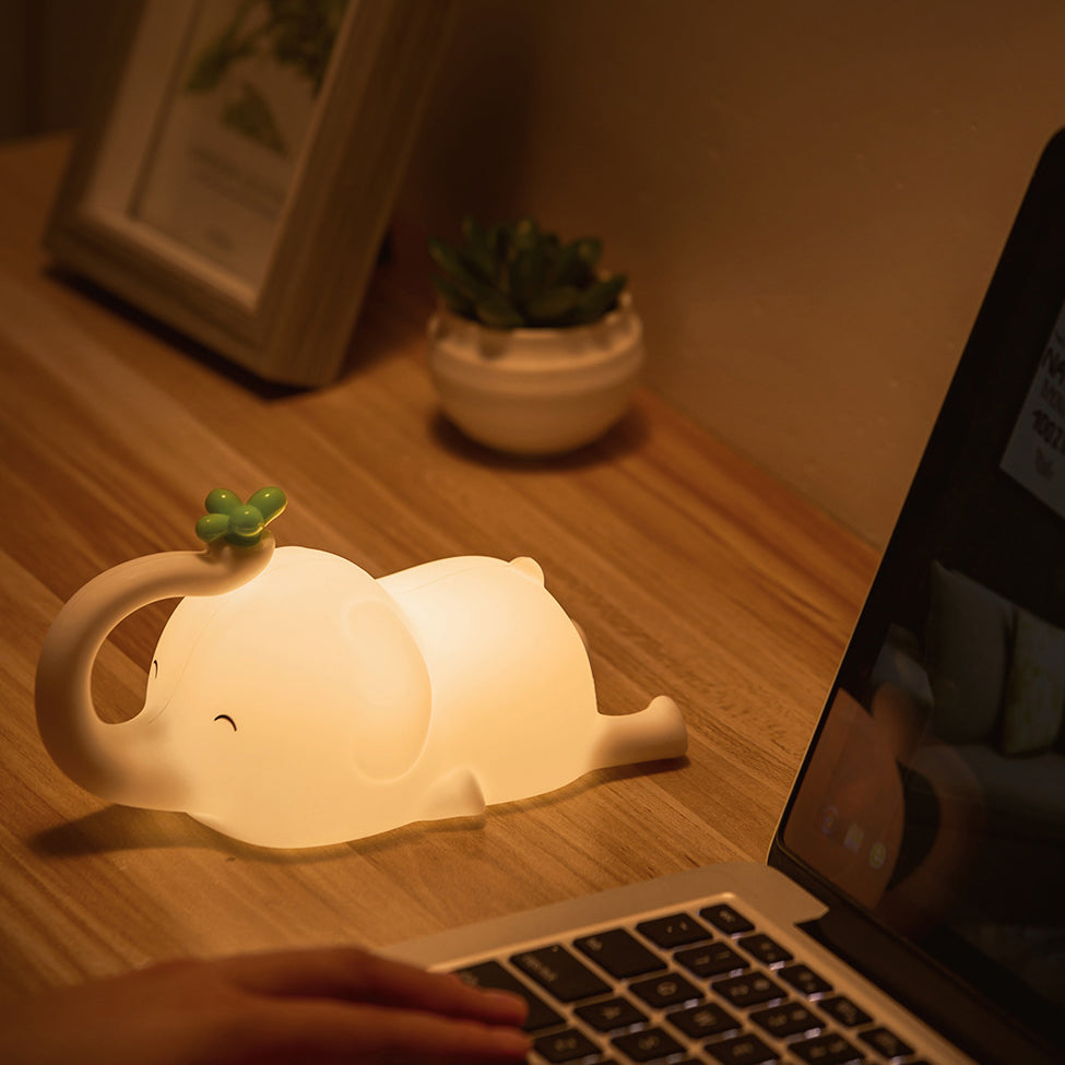 Luz nocturna LED de elefante volador de silicona suave - Regalo perfecto para niños y niñas