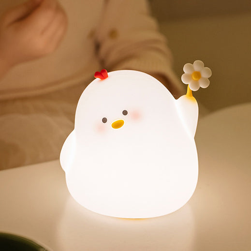 Cute Chicken Night Light LED Squishy Silicone Tap Lamp Best Gift for Baby & Girl