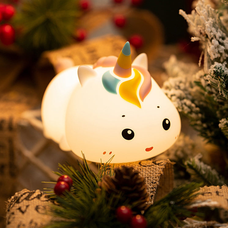 Eenhoorn Liggende Nachtlamp LED Squishy Siliconen Tap Lamp Beste Cadeau voor Baby & Meisje