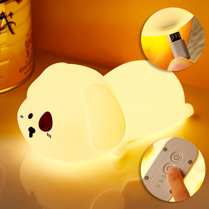 Adorable Puppy Night Light LED Squishy Silicone Tap Lamp Best Gift for Baby & Girl