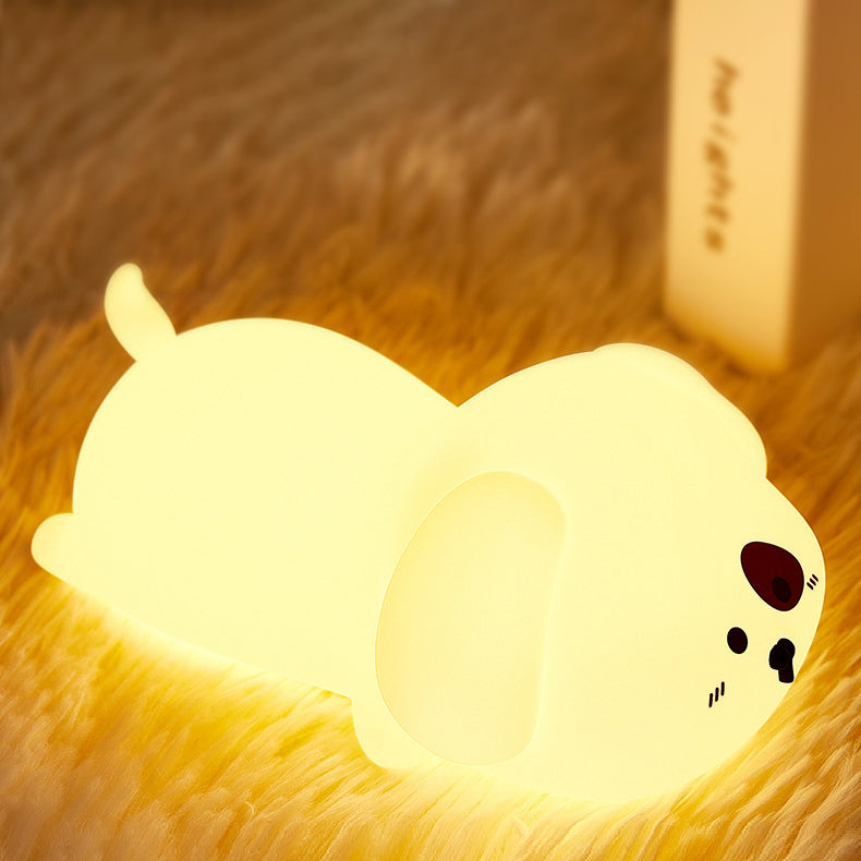 Adorable Puppy Night Light LED Squishy Silicone Tap Lamp Best Gift for Baby & Girl
