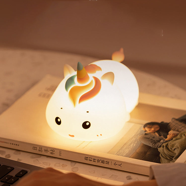 Unicorn Lying Night Light LED Squishy Silicone Tap Lamp Best Gift for Baby & Girl