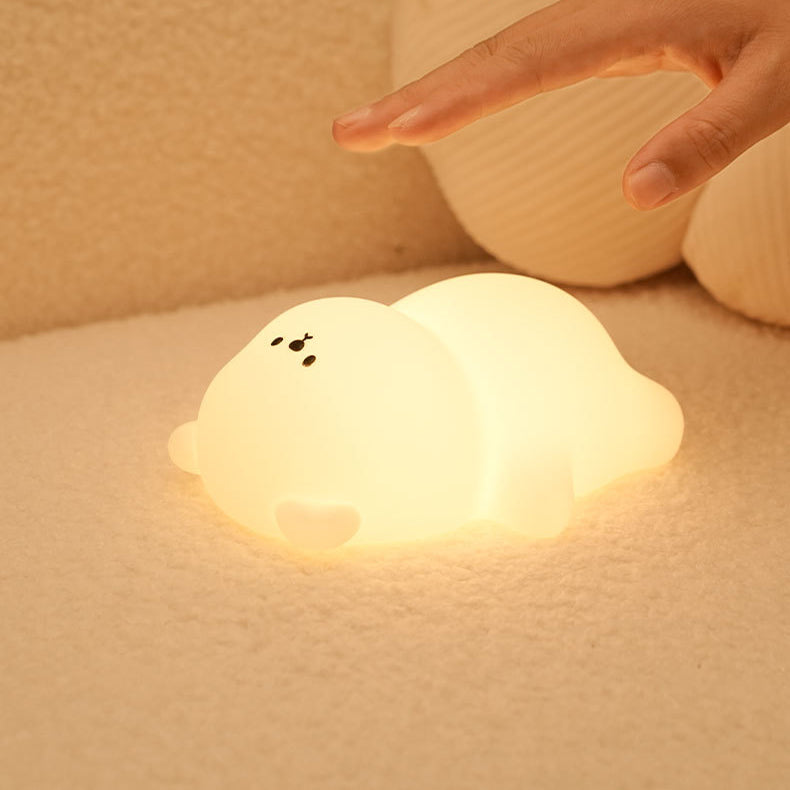 Lampada Notturna Orso Cicciotto 8 Colori LED Morbido in Silicone Tap - Miglior Regalo per Bambini e Ragazze