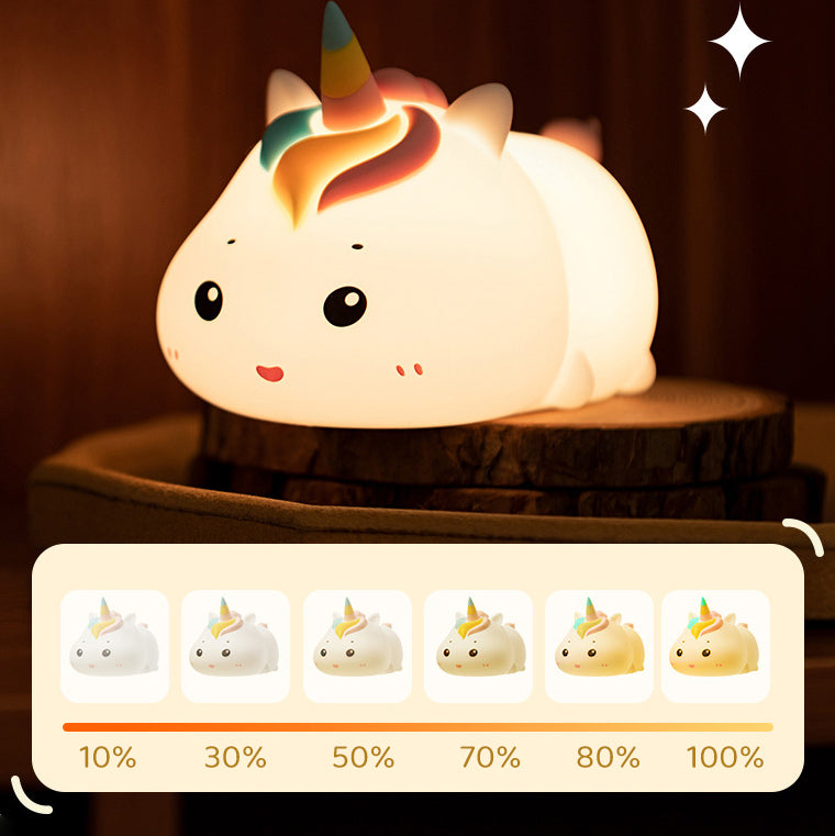 Unicorn Lying Night Light LED Squishy Silicone Tap Lamp Best Gift for Baby & Girl