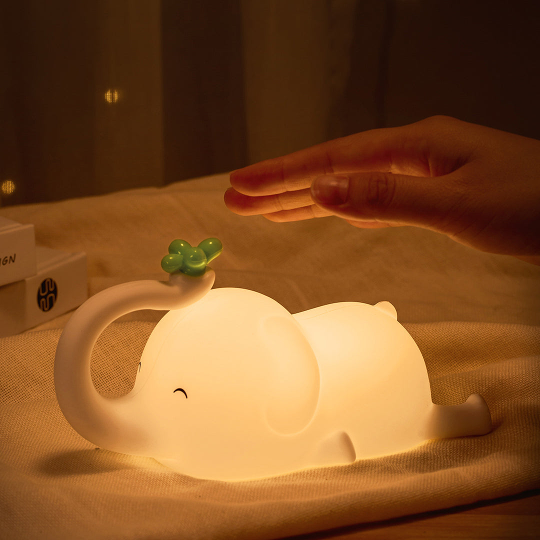 Luz nocturna LED de elefante volador de silicona suave - Regalo perfecto para niños y niñas