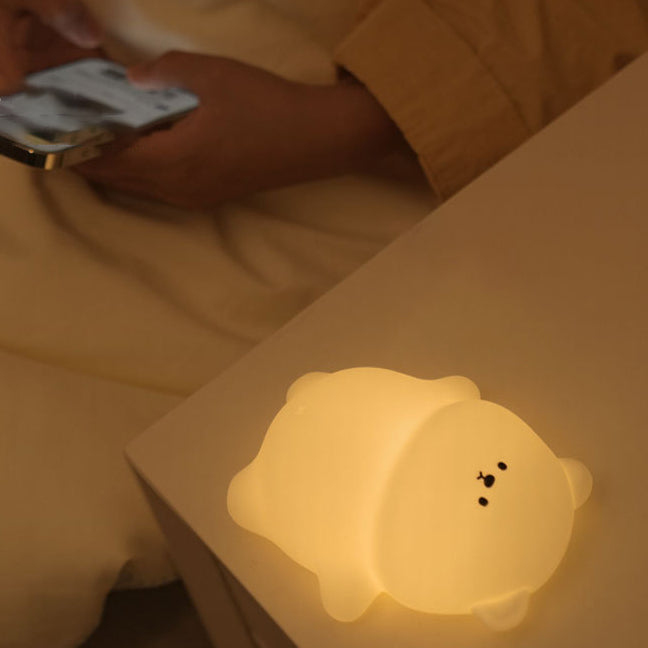 Lampada Notturna Orso Cicciotto 8 Colori LED Morbido in Silicone Tap - Miglior Regalo per Bambini e Ragazze