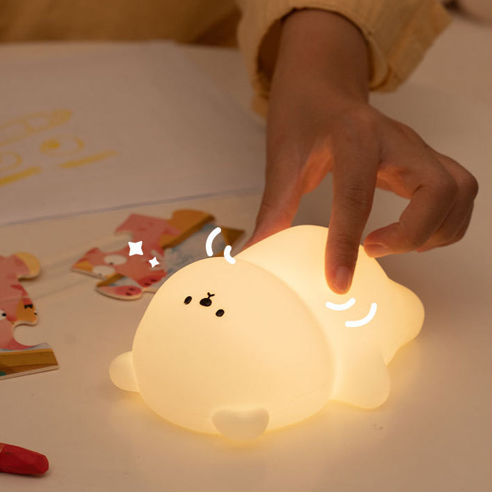 Lampada Notturna Orso Cicciotto 8 Colori LED Morbido in Silicone Tap - Miglior Regalo per Bambini e Ragazze