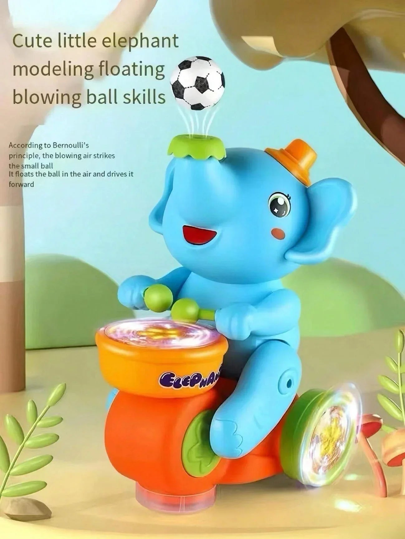 Giocattolo elefante musicale: ballo e tamburo