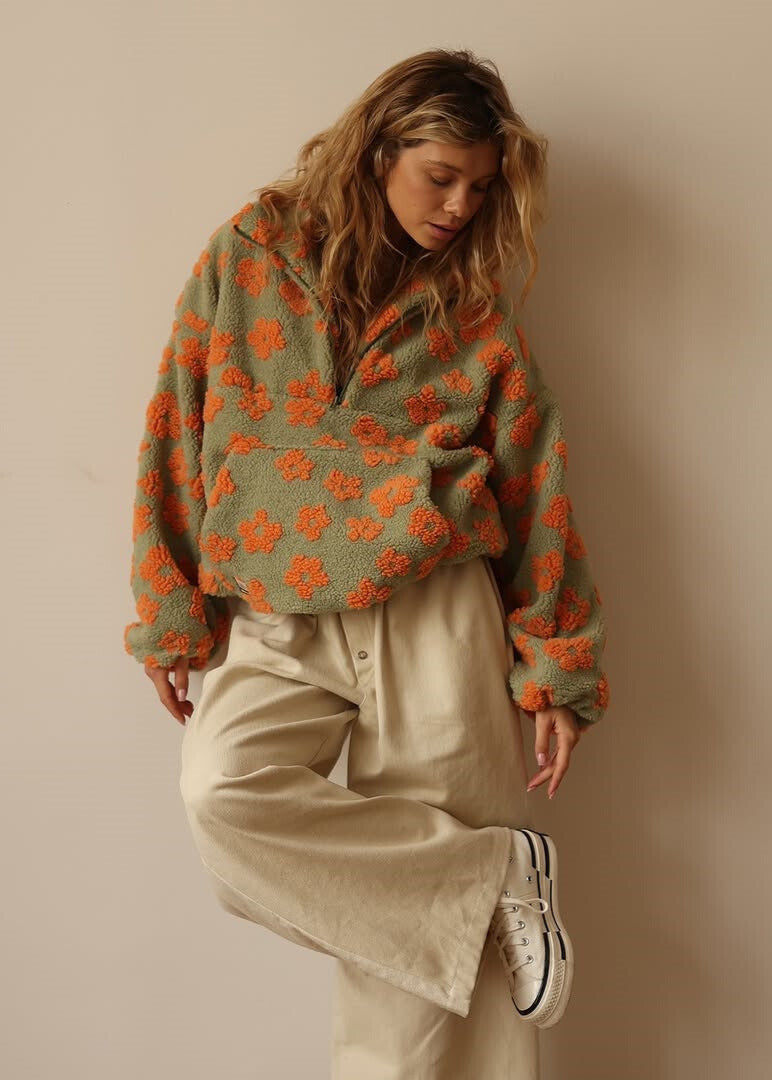 Cozy Floral Fleece Pullover