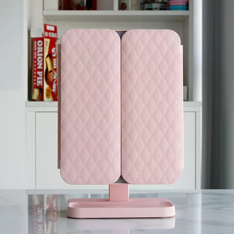LED Vanity Mirror with Adjustable Triple Lighting and Compact Fold Design