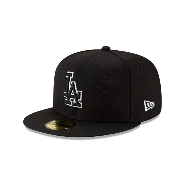 Los Angeles Dodgers Authentic Collection White Outline Black 59FIFTY Fitted Hat