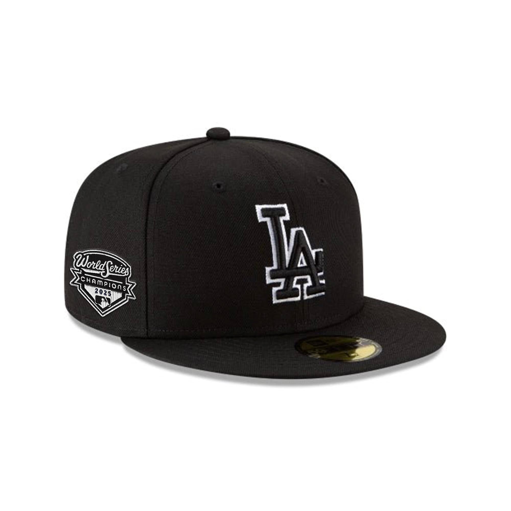 Los Angeles Dodgers Official BW 2025 World Series Champs Emblem White Outline 59FIFTY
