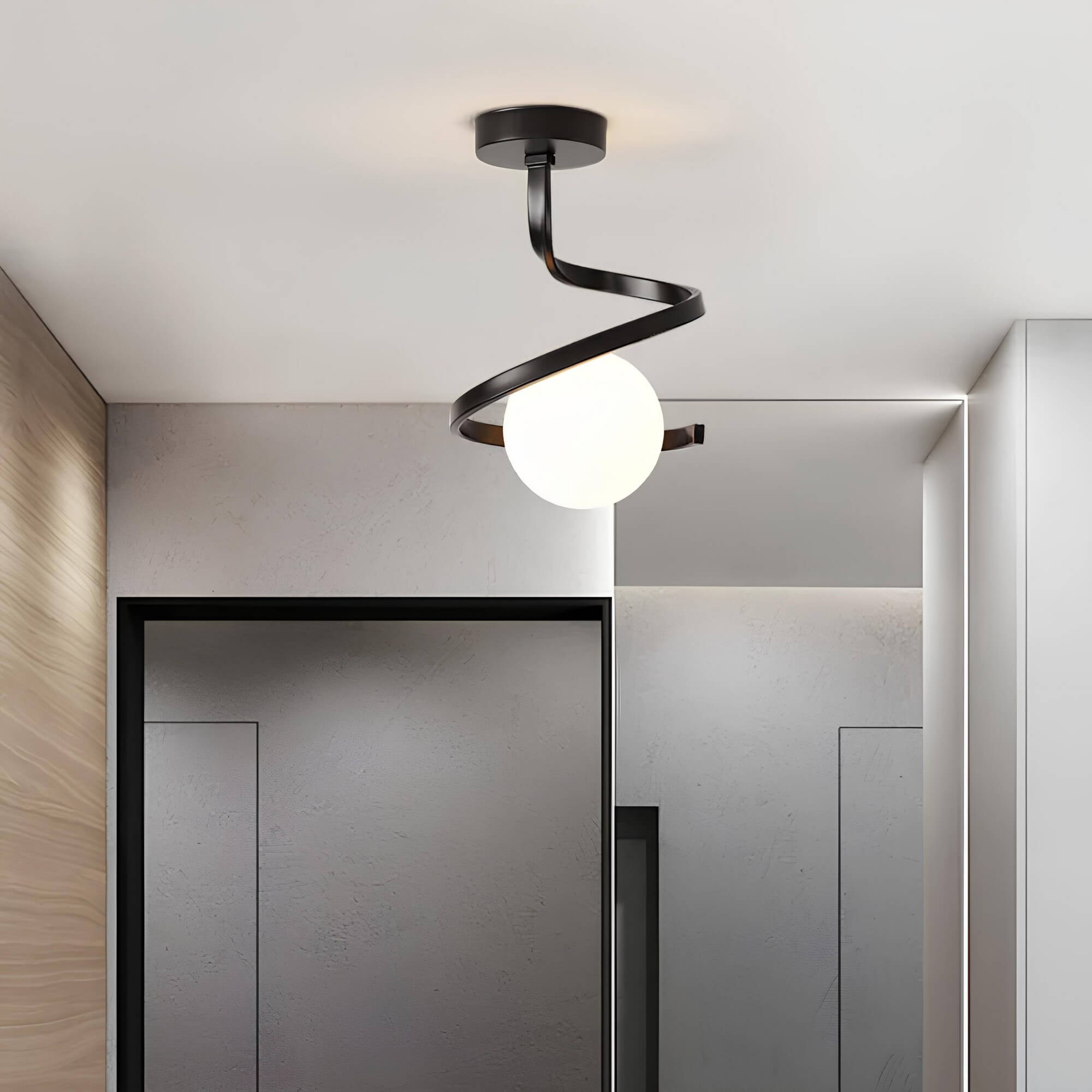 Modern Brass Glass Ceiling Light 1-Light