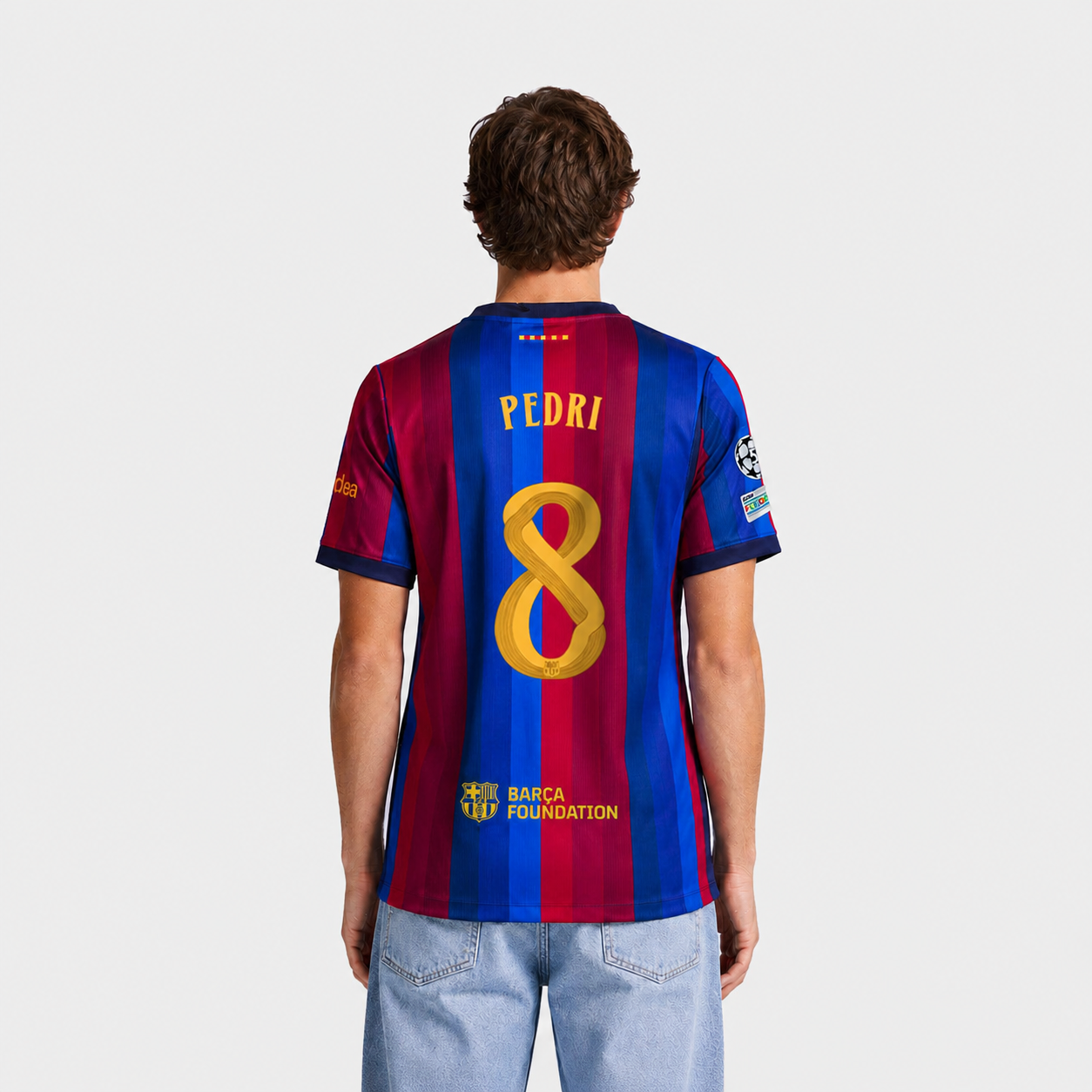 Barcelona 26/27 Home Jersey — Pedri 8 — Champions Patch