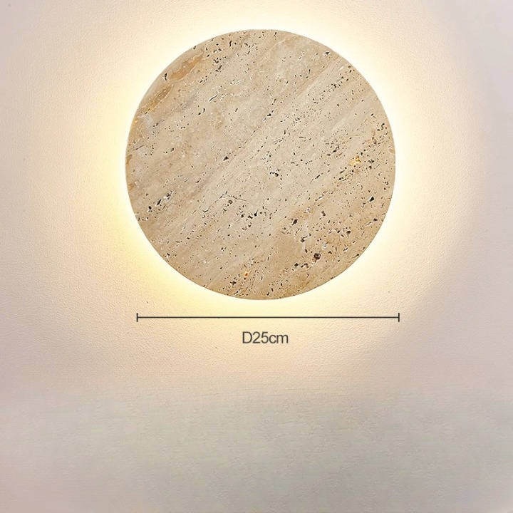 Minimalist Travertine Round Wall Sconce LED 1-light