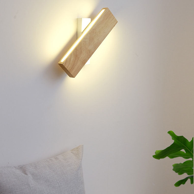 Japanese Wood Rectangular LED Wall Sconce