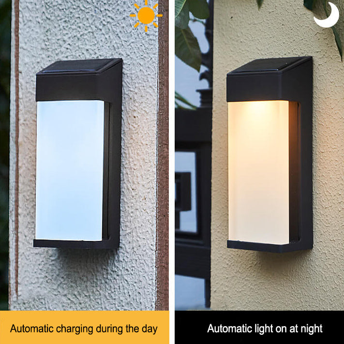 Modern Square Frosted Glass Solar LED Wall Sconce