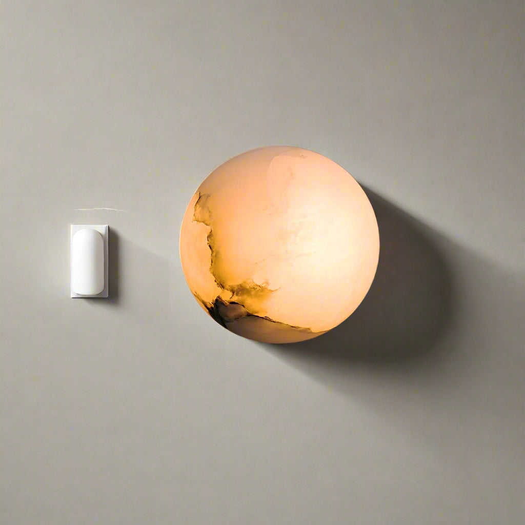 Japandi Marble Orb Wall Sconce LED 1-Light