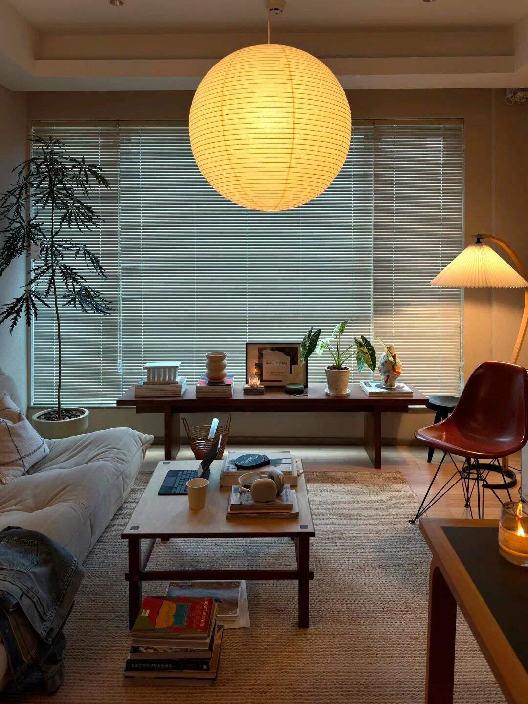 Japanese Washi Paper Globe Pendant Light 1-Light