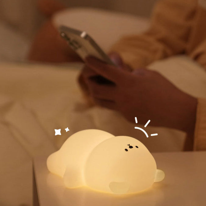 Lampada Notturna Orso Cicciotto 8 Colori LED Morbido in Silicone Tap - Miglior Regalo per Bambini e Ragazze