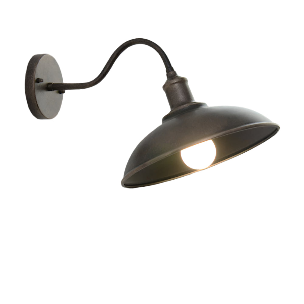 Vintage Industrial Iron Bowl Outdoor Wall Light LED 1-Light
