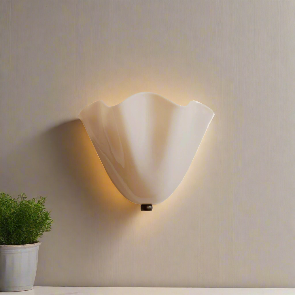 Retro Stained Glass Skirt Shell Wall Sconce LED 1-light