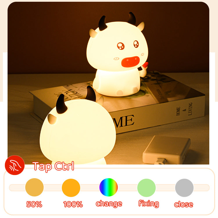 Cow Night Light LED Squishy Silicone Lamp Best Gift for Baby & Girl