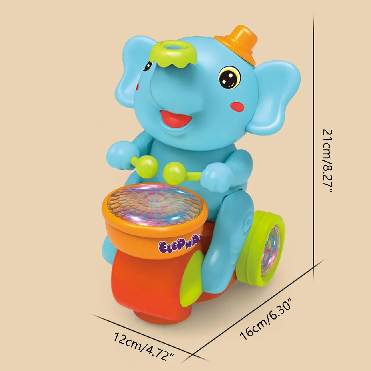 Giocattolo elefante musicale: ballo e tamburo