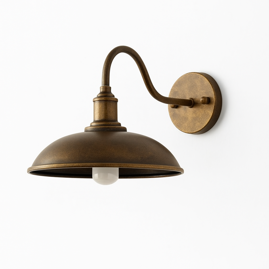 Vintage Industrial Iron Bowl Outdoor Wall Light LED 1-Light