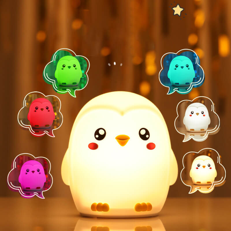 Lampada Notturna LED Tap Tap Pinguini Colorati