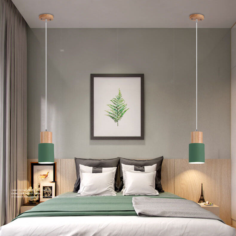 Nordic Wood Cylinder LED 1-Light Pendant Light
