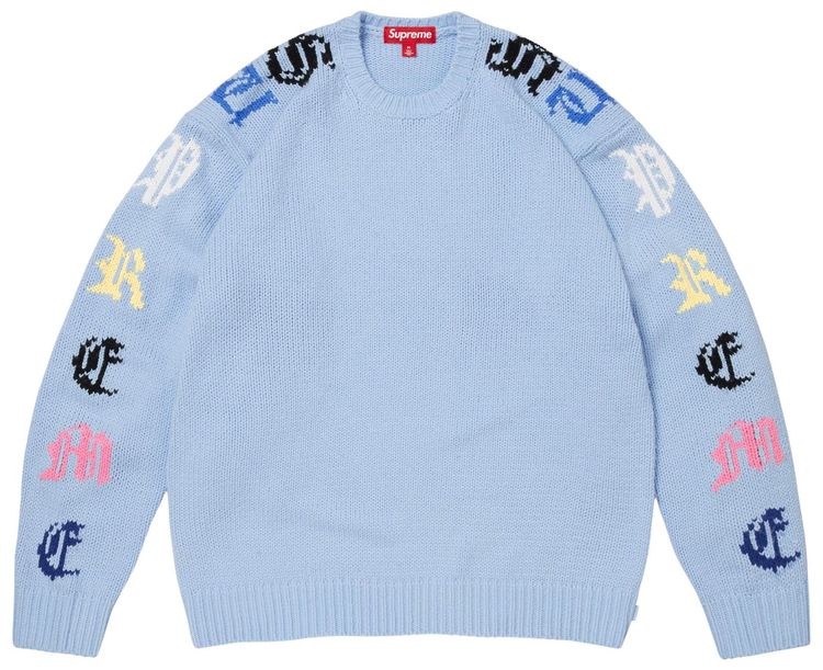 Supreme Old English Sleeves Sweater Light Blue