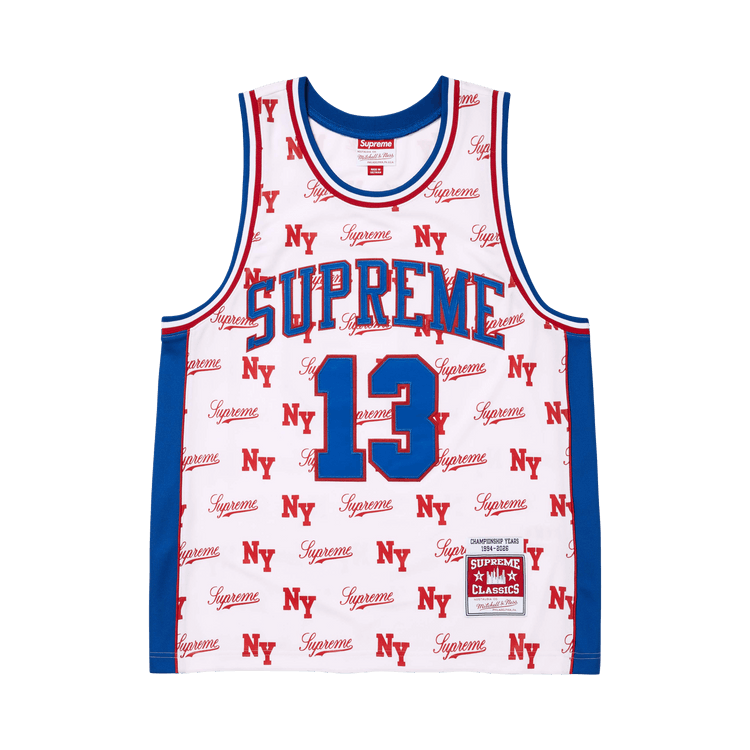 Supreme Mitchell & Ness Men's Limited Edition Monogram Jersey White