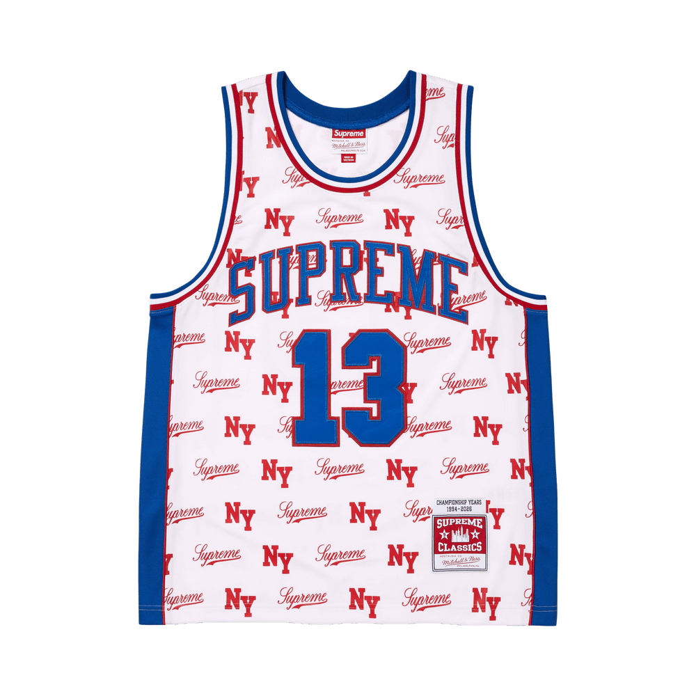 Supreme Mitchell & Ness Men's Limited Edition Monogram Jersey White
