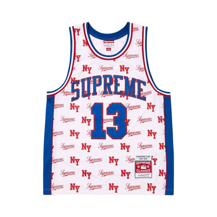 Supreme Mitchell & Ness Men's Limited Edition Monogram Jersey White