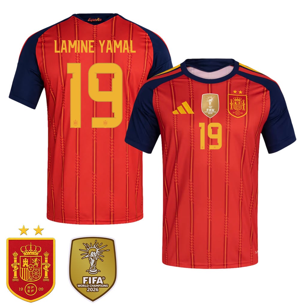 Spain 2026 Two-Star World Cup Champions Men's Home Jersey – Lamine Yamal #19