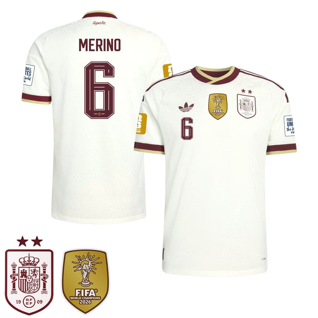 Spain 2026 Two-Star World Cup Champions Men's Away Jersey – Mikel Merino #6