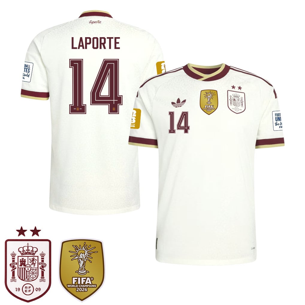 Spain 2026 Two-Star World Cup Champions Men's Away Jersey – Aymeric Laporte #14