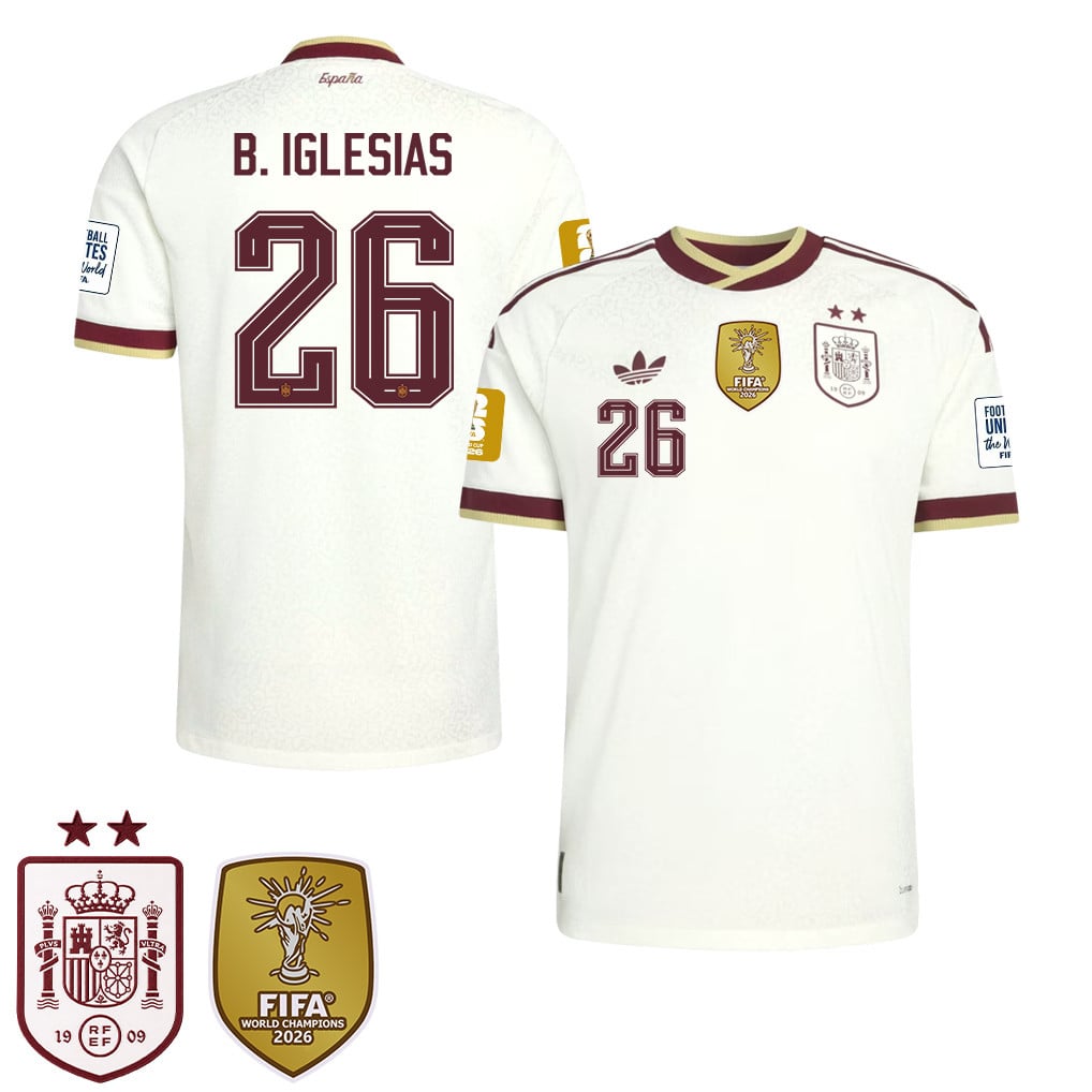 Spain 2026 Two-Star World Cup Champions Men's Away Jersey – Borja Iglesias #26