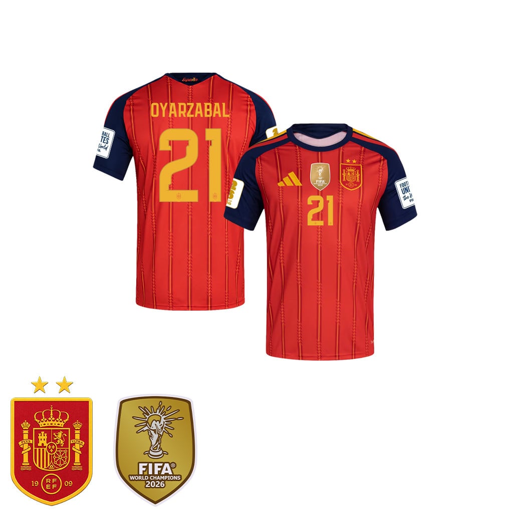 Spain 2026 Two-Star World Cup Champions Kids Home Jersey – Mikel Oyarzabal #21