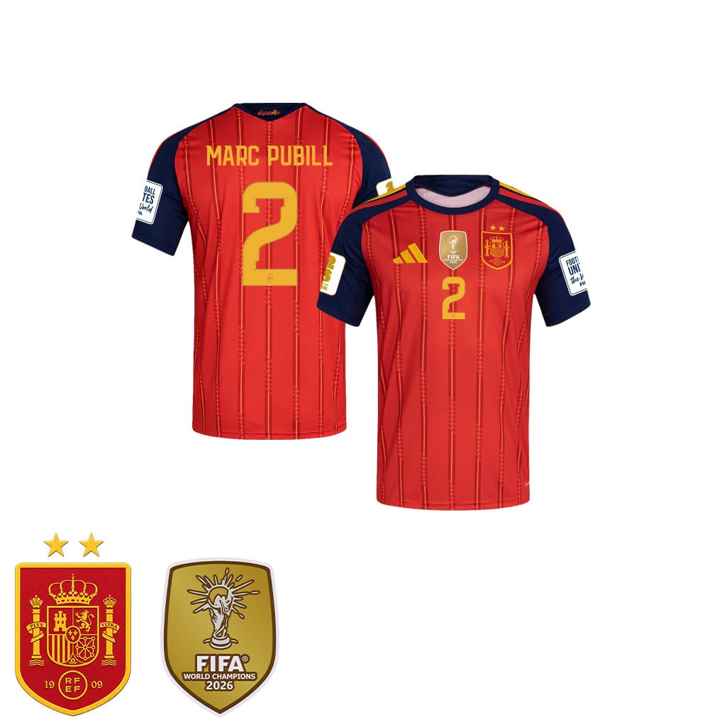 Spain 2026 Two-Star World Cup Champions Kids Home Jersey – Marc Pubill #2