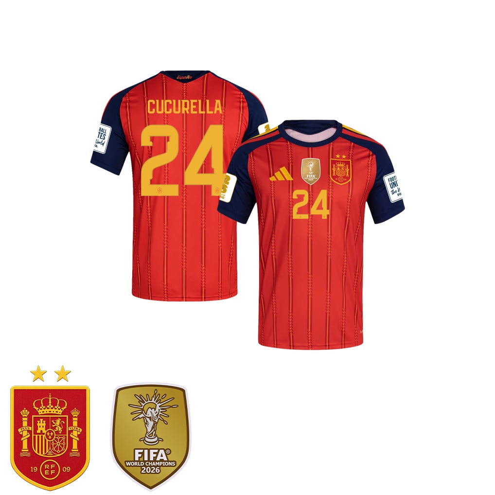 Spain 2026 Two-Star World Cup Champions Kids Home Jersey – Marc Cucurella #24