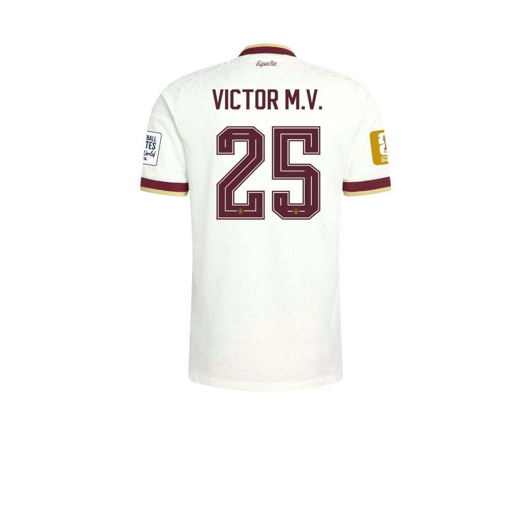 Spain 2026 Two-Star World Cup Champions Kids Away Jersey – Víctor Muñoz #25