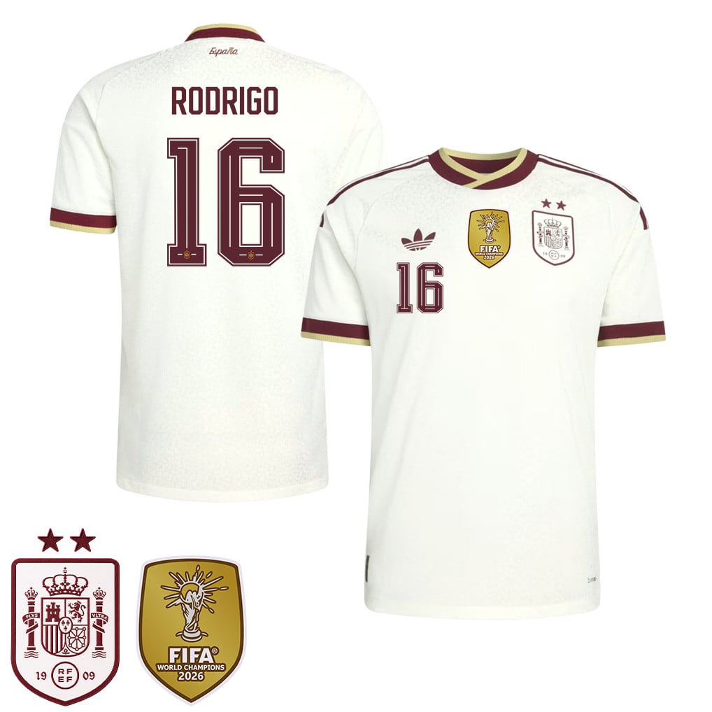 Spain 2026 Two-Star World Cup Champions Kids Away Jersey – Rodri #16
